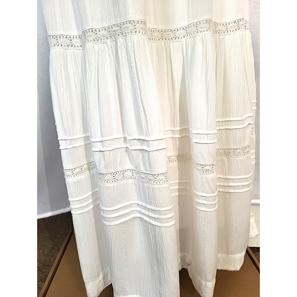 Z‎ Supply White Poppy Peasant Lace Midi Dress Women's SM Summer Beach Wedding - Picture 5 of 13